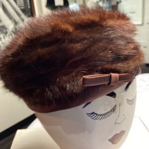 Mink pill box. Vintage BY “ PATRICE” DARK FUR
